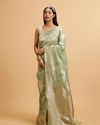 Sea Green Floral Patterned Saree